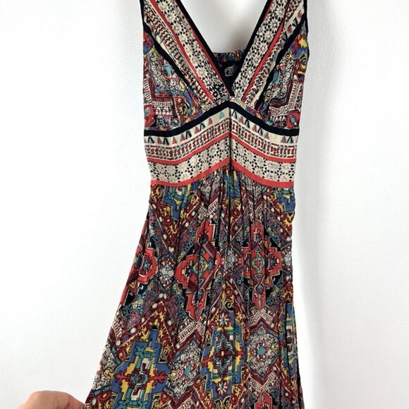 Angie Babydoll Maxi Dress sz S Colorful Y2K Hippie Southwestern Strappy Artsy - Picture 3 of 12
